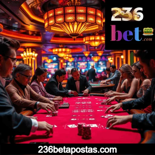 Imagem mostrando o cassino ao vivo da 236BET com dealers reais conduzindo jogos de mesa